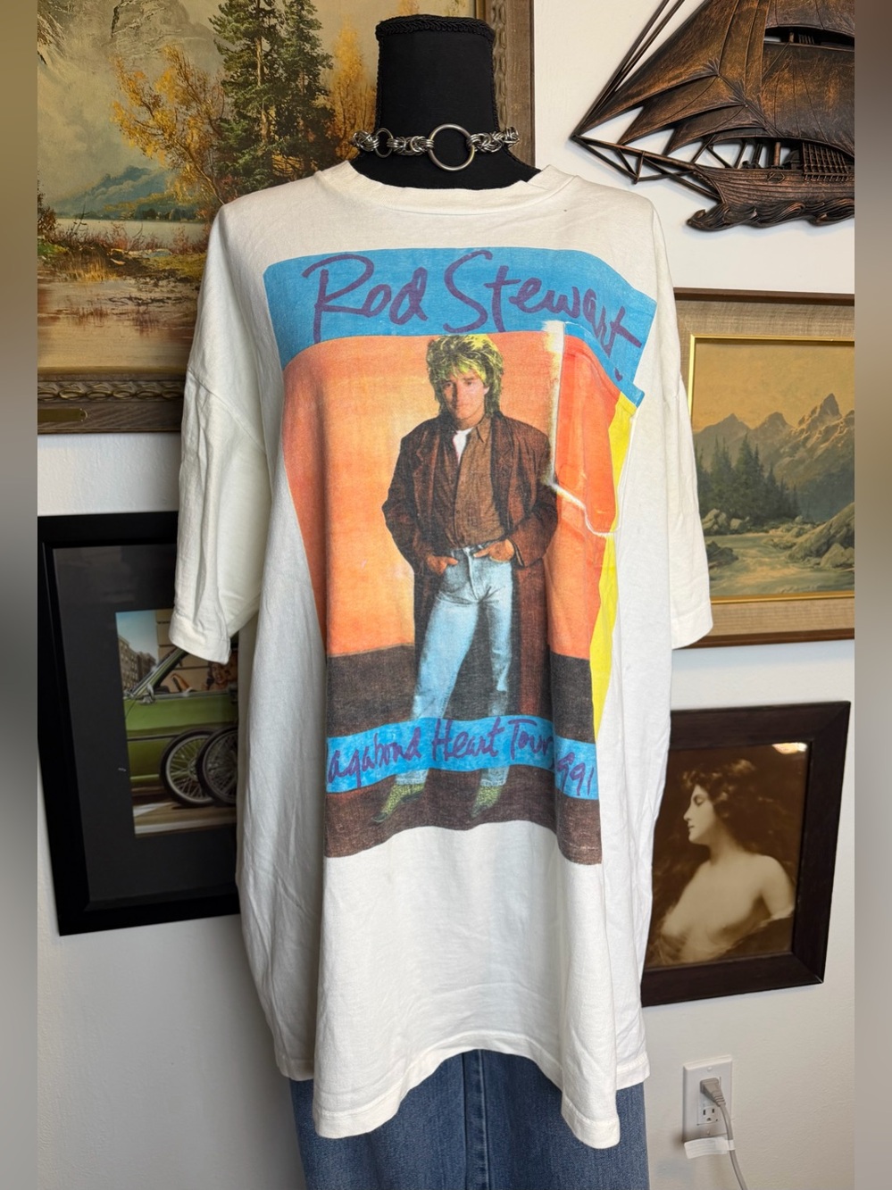 Original Vintage Rod Stewart 1991 Vagabond Heart Tour Tshirt